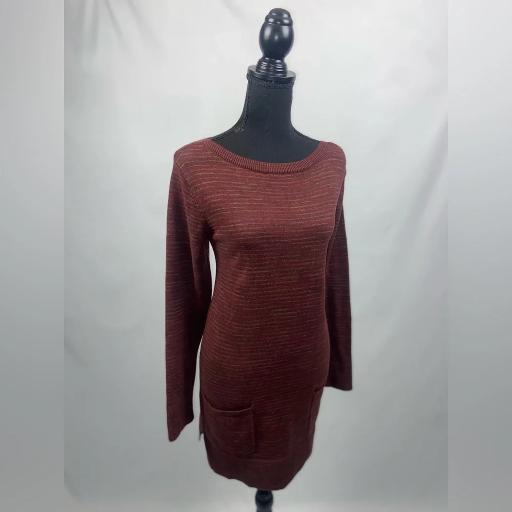JEANNE PIERRE | Dresses | Sweater Dress Longsleeve 0cotton Jeanne Pierre  Medium Front Pockets Burgundy | Poshmark